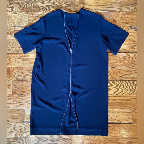 Everlane Japanese Goweave Full Back Zip Dress - Navy - Size 12 - Picture 4 of 9